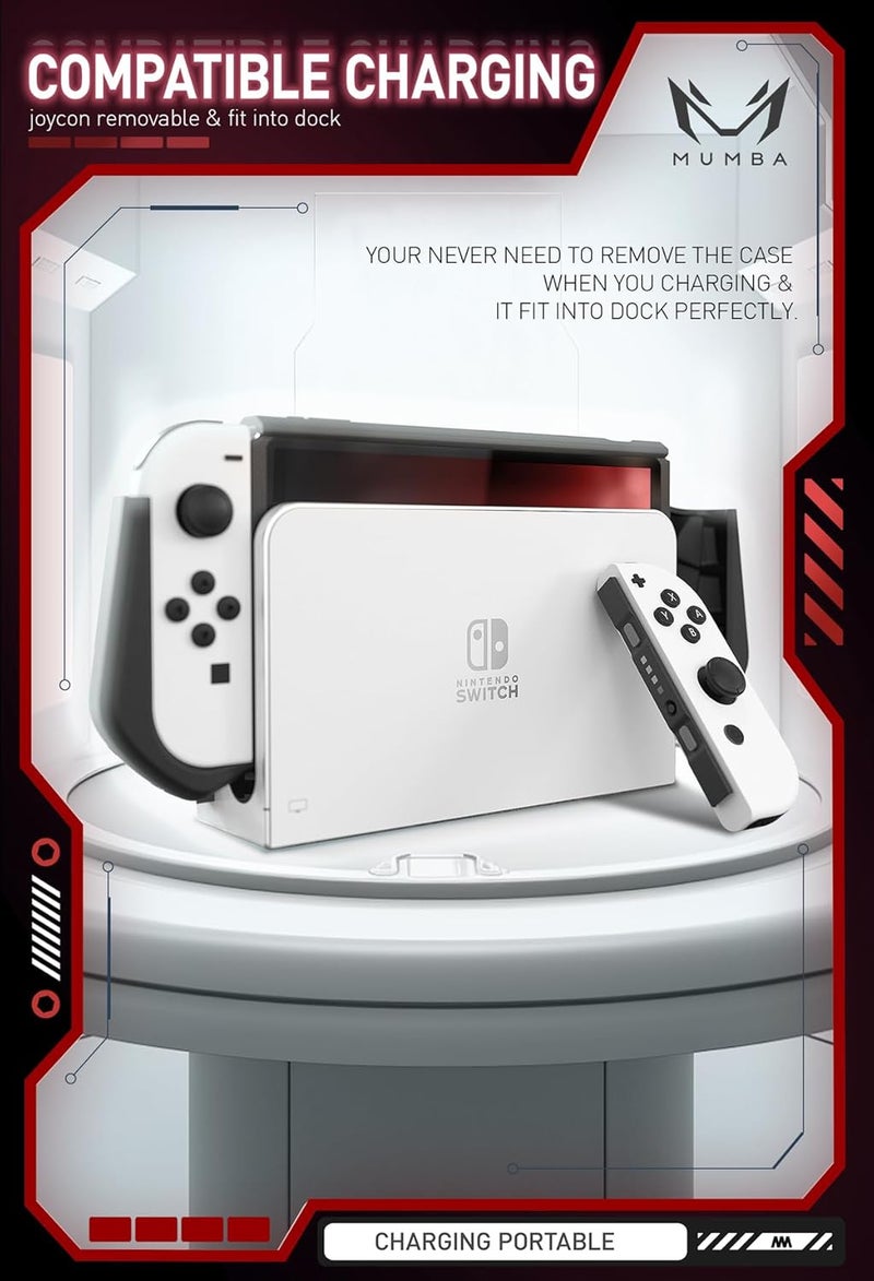 Mumba Dockable Case for Nintendo Switch OLED 2021, [Blade Series] TPU Grip Protective Cover Accessories Compatible with Nintendo Switch OLED 7 Inch and Joy-Con Controller (Red) - Image 3